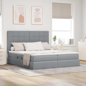 vidaXL Opslag bed met hoofdeinde Lichtgrijs 180 x 200 cm, Verzenden, Nieuw