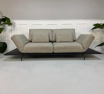 Rolf Benz Aura Bank Beige Stoffen Bank Relaxfunctie, Tweepersoons, Ophalen of Verzenden, Zo goed als nieuw, Rechte bank