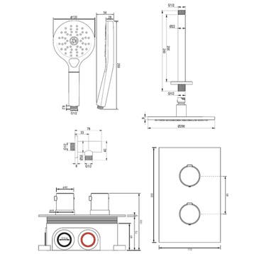 Inbouw Regendouche Set Brauer Copper Edition Plafond Uitloop, Ophalen of Verzenden, Nieuw