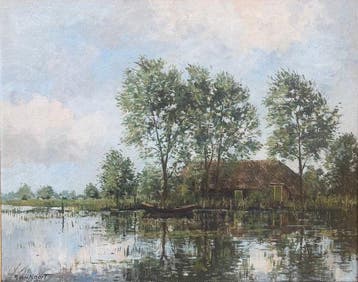 Arie van Noort (1914-2003) - A Dutch Canal Scene