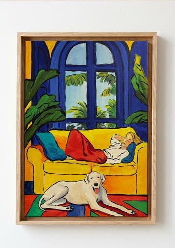 E. García - Chica y su perro XL, Antiek en Kunst