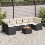 vidaXL Tuinbankenset met kussen 8 pcs Zwart poly rattan, Tuin en Terras, Tuinsets en Loungesets, Verzenden, Nieuw, Rotan, 8 zitplaatsen