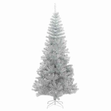 vidaXL Kunstkerstboom met standaard 210 cm PET zilverkleurig, Verzenden, Nieuw