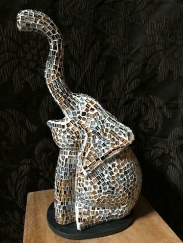 Olifant slurf omhoog glas mozaïek lamp, divers, vanaf €45,-, Huis en Inrichting, Ophalen of Verzenden, Nieuw, Glas
