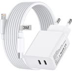 Gecertificeerde Snellader met 2 USB-C Poorten + iPhone, Ophalen of Verzenden, Nieuw