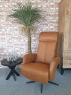 Relaxfauteuil Delden Microleder Cognac - Elektrisch + Accu, Verzenden, Minder dan 75 cm, Nieuw, Modern, stijlvol, tijdloos