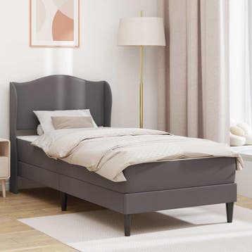 vidaXL Bedframe met hoofdeinde Grijs 80 x 200 cm Kunstleer, Overige materialen, Eenpersoons, Verzenden, Nieuw