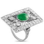 Ring - 18 karaat 18k witgoud 2,65 ct diamant en jade ring,, Nieuw