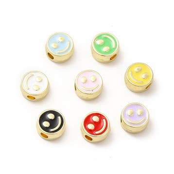5 x Metalen kralen mix Smiley light gold epoxy 7,5 x 4mm..., Ophalen of Verzenden, Nieuw, Kraal