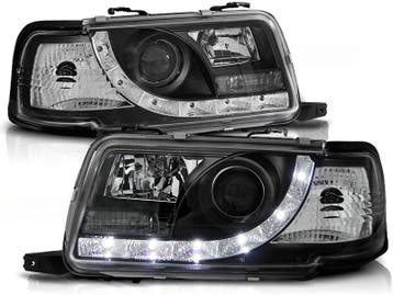 Koplampen Audi 80 B4 91-94 Devil Eyes DRL look zwart, Auto-onderdelen, Ophalen of Verzenden, Nieuw