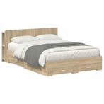 vidaXL Bedframe met opslag Sonoma Eiken 150 x 200 cm Bewerkt, Verzenden, Nieuw, Bruin, Hout