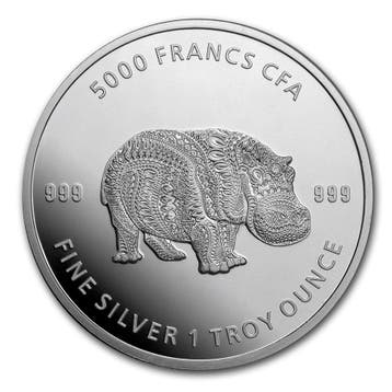 Chad - Mandala Hippo 1 oz 2020 (10.000 oplage), Verzenden, Overige landen, Losse munt, Zilver