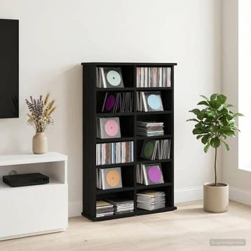 vidaXL CD Kast Zwart eiken 60 x 17 x 92 cm Bewerkt hout, Verzenden, Nieuw