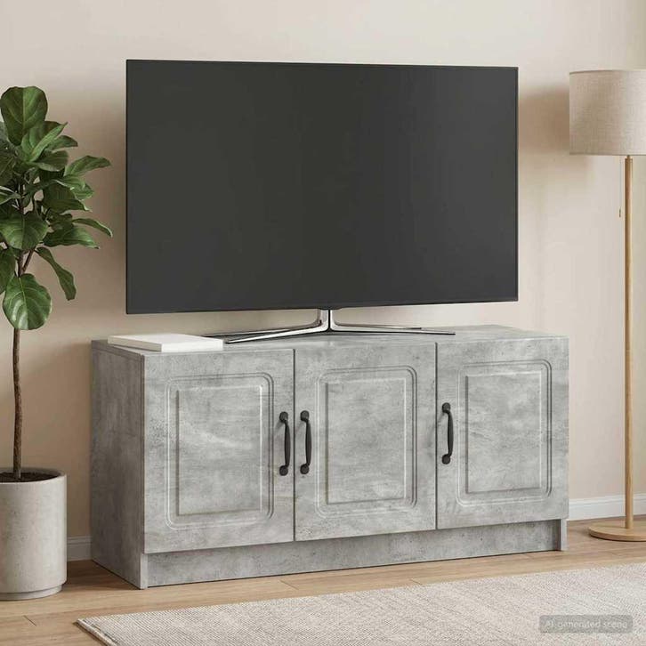 vidaXL TV-kast Betongrijs 99 x 34,5 x 47 cm Bewerkt hout, Huis en Inrichting, Kasten | Televisiemeubels, Nieuw, Minder dan 50 cm