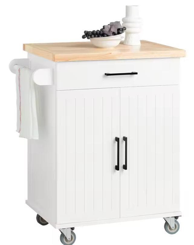 Keukentrolley met Deuren en Houten Blad – Op Wielen 91 cm, Huis en Inrichting, Keuken | Keukenelementen, Nieuw, Verzenden