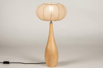 Rietveld Tafellampen - Taupe, Hout, Naturel - Stof, Hout, Verzenden, Nieuw