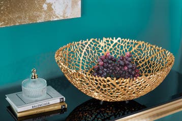 Filigraan design kom ABSTRACT BLAD 45cm goud handgemaakt -, Huis en Inrichting, Ophalen of Verzenden, Nieuw