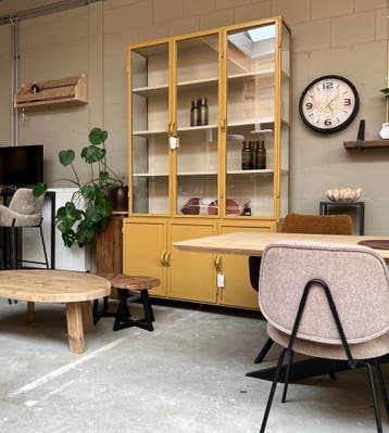 Vitrinekast staal hoog buffetkast glas dressoir 15 % korting, Met deur(en), Landelijk industrieel japandi  basic romantisch vintage