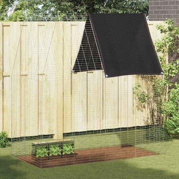 vidaXL Konijnenkooi Zilver 200 x 100 x 210 cm Gegalvaniseerd, Dieren en Toebehoren, Knaagdieren en Konijnen | Hokken en Kooien