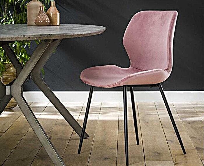 Eetkamerstoel Justin Velvet - Roze | Meubelplaats, Huis en Inrichting, Stoelen, Nieuw, Ophalen of Verzenden