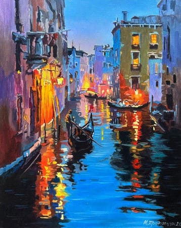 Marin Prokopchuk (XX) - Venetian night, Antiek en Kunst