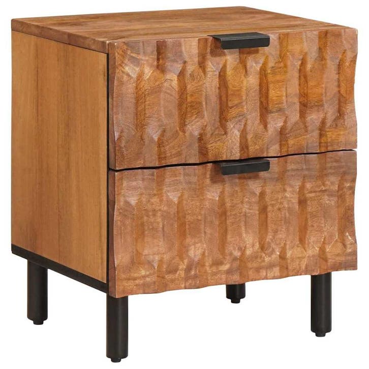 vidaXL Nachtkastje met lade Bruin 40 x 33 x 46 cm Massief, Huis en Inrichting, Slaapkamer | Nachtkastjes, Nieuw, Minder dan 45 cm