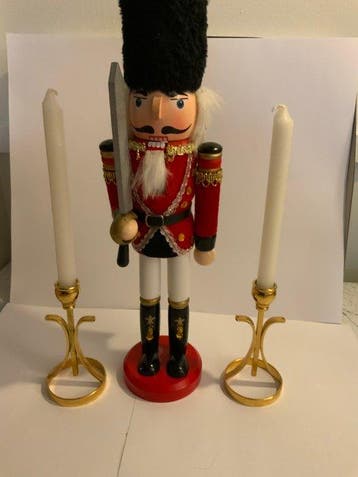 Kerstdecoratie (3) - Hout, Messing - Nutchracker, 2 messing, Diversen, Nieuw