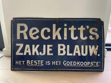 ESC - Oud emaille reclamebord Reckitt’s blauw - Emaille bord