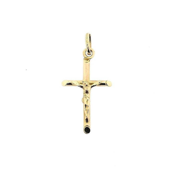 Gouden hanger van een kruis met corpus (Hanger of bedel), Sieraden, Tassen en Uiterlijk, Bedels, Gebruikt, Overige merken, Goud