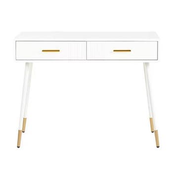 Moderne Kaptafel met 2 Lades en Metalen Poten – Wit, Verzenden, Nieuw