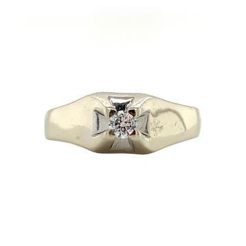 Witgouden ring met diamant 14 karaat, Verzenden, Zo goed als nieuw, Goud