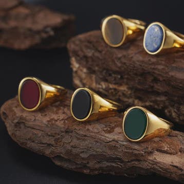 Unisex Vintage Ringen van Roestvrij Staal met Natuursteen (O, Sieraden, Tassen en Uiterlijk, Edelstenen, Verzenden, Nieuw