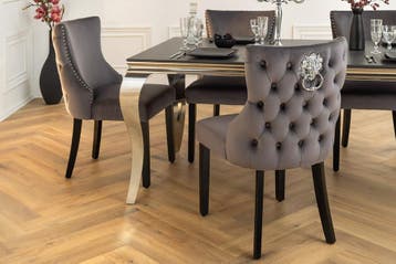 Chesterfield Stoel CASTLE DELUXE Grijs Fluweel met, Ophalen of Verzenden, Nieuw