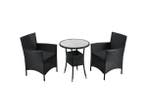 Veiling - Balkonset polyrotan - Bayamo - 3 delig -Zwart, Tuin en Terras, Tuinsets en Loungesets, Nieuw