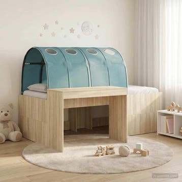 vidaXL Bed met Tunnel 3 st Artisian Eik en Lichtblauw, Verzenden, Nieuw, Bruin, Hout