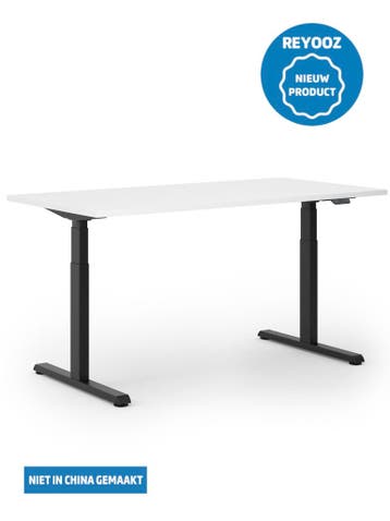 Laag-hoog bureau Premium - zwart - blad naar keuze, Nieuw in verpakking