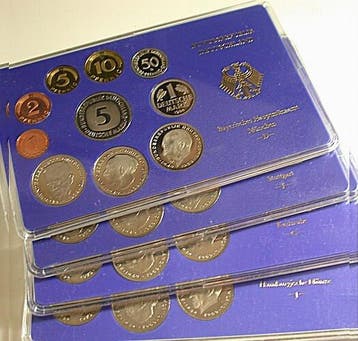 4 x 1 Pfennig 5 duitse Mark, 12,68 Dm 1984 D,f,g,j Kursmu..., Verzenden