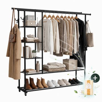 Kledingrek XXL - Open Kledingkast - Garderoberek - Sivableu, Verzenden, Met wielen, Nieuw