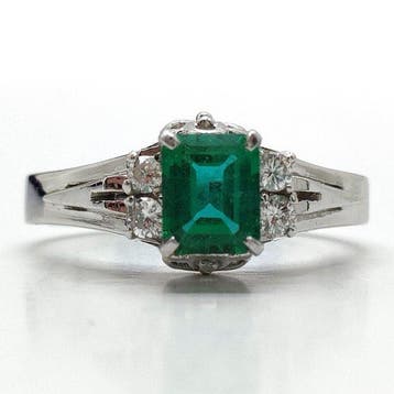 Zonder minimumprijs - Ring Platina Smaragd - Diamant, Nieuw