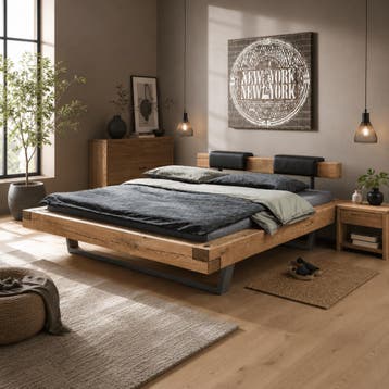 Van Schaik Houtstede Massief Eiken Balkenbed - 200 x 210, Nieuw