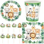48-delige Jungle Safari Themafeest groen, Verzenden, Nieuw, Versiering, Verjaardag