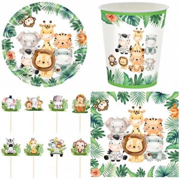 48-delige Jungle Safari Themafeest groen, Verzenden, Nieuw, Versiering, Verjaardag