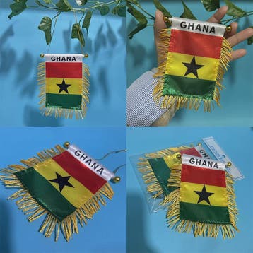 Ghana Mini Vlaggetje voor Auto of Raam - 8x12cm Polyester me, Verzenden, Nieuw