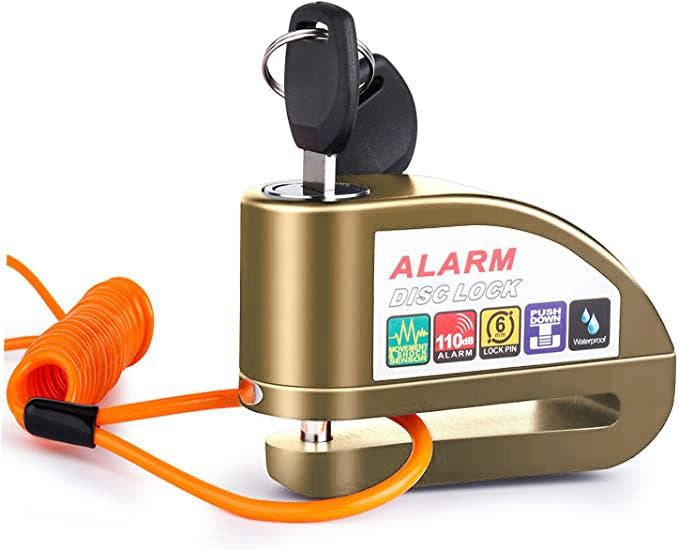 VINZ Elbroes Alarm Schijfremslot 6mm - Brons, Motoren, Accessoires | Sloten, Verzenden