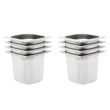 vidaXL Gastronormbakken 8 st GN 1/6 150 mm roestvrij staal, Huis en Inrichting, Verzenden, Nieuw