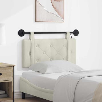 vidaXL Hangend hoofdbord Met LED-verlichting Crèmekleurig, Verzenden, Nieuw, Crème, Stof