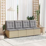 vidaXL Tuinbank met kussen Beige en Grijs poly rattan, Verzenden, Nieuw, Rotan