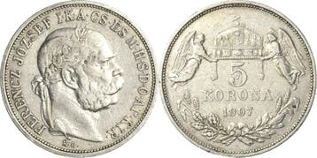 5 Kronen 1907, Kaiserreich Österreich Franz Joseph I 1848.., Verzenden