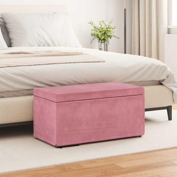 vidaXL Kruk Roze 81 x 41 x 40 cm Velvet en Gefabriceerd Hout, Verzenden, Nieuw