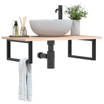 vidaXL Badkamer wandschap staal en massief eikenhout, Verzenden, Nieuw